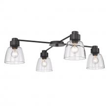  0314-4FM BLK-CLR - Remy 4 Light Flush Mount in Matte Black with Clear Glass Shade